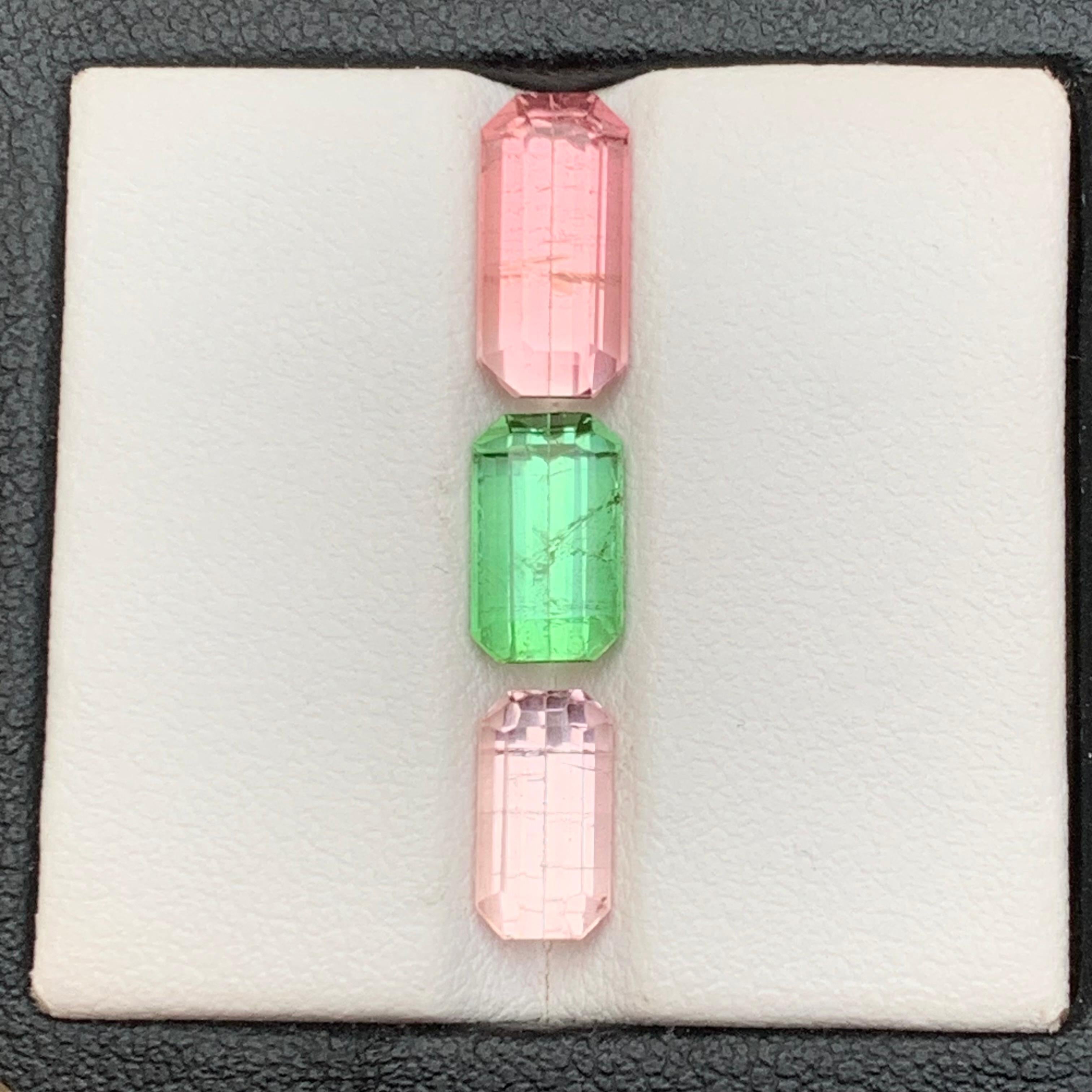 Contemporary Pink, Green & Baby Pink Natural Tourmaline Loose Gemstones Lot 6.05 Ct-Jewelry For Sale