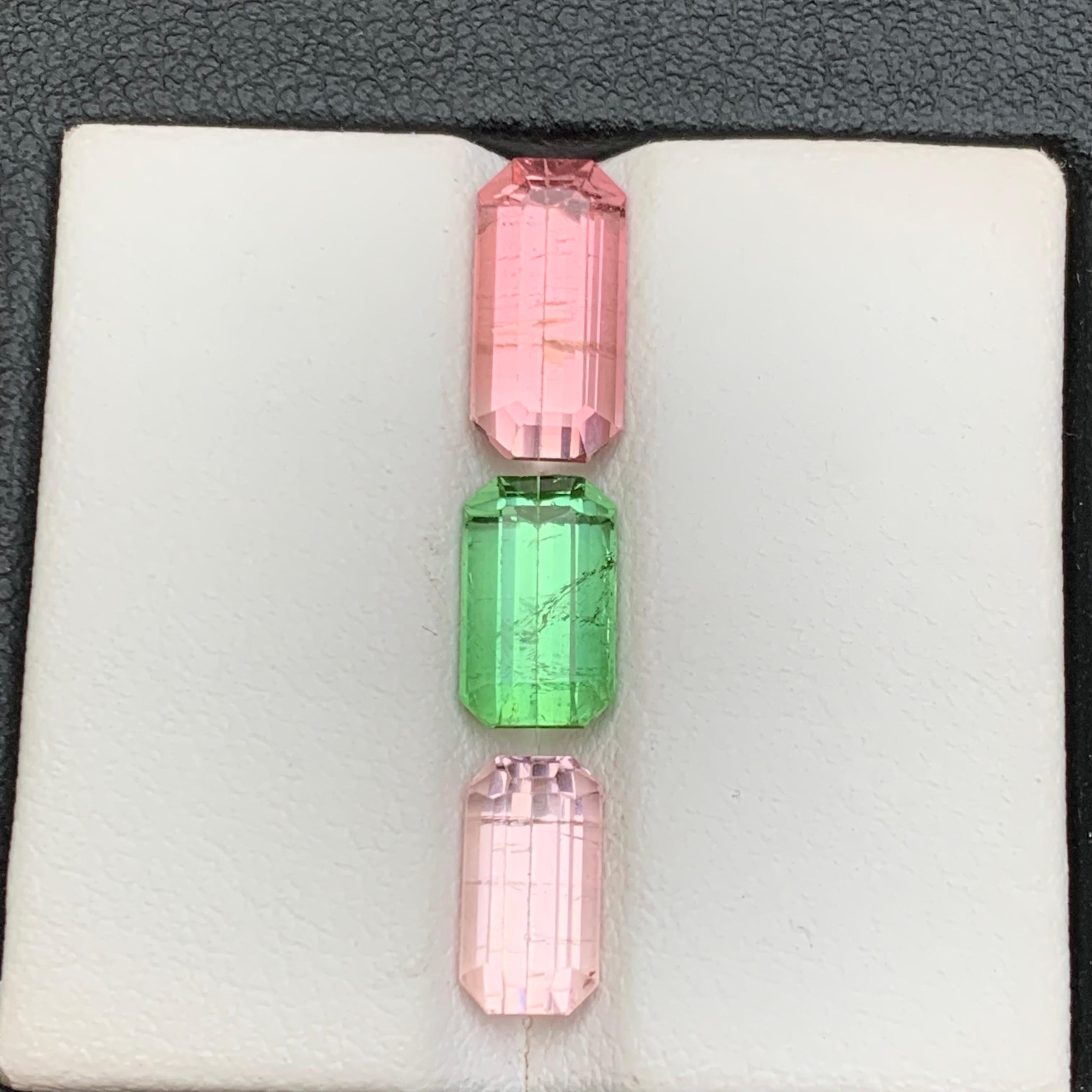 Women's or Men's Pink, Green & Baby Pink Natural Tourmaline Loose Gemstones Lot 6.05 Ct-Jewelry For Sale