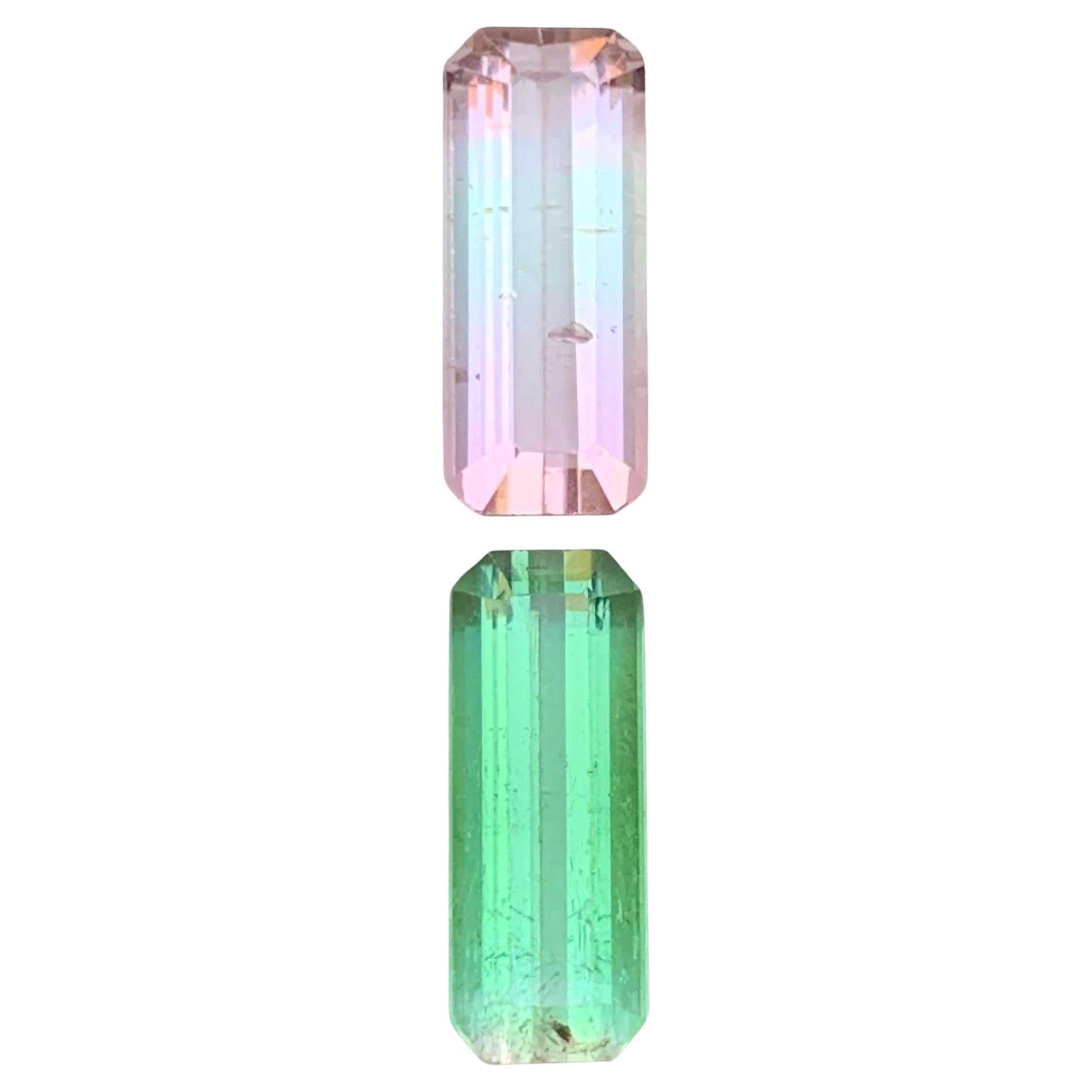 Rosa, Verde Bicolores Turmalina Natural Gema Suelta Par Reverso 8,65Ct-Joya