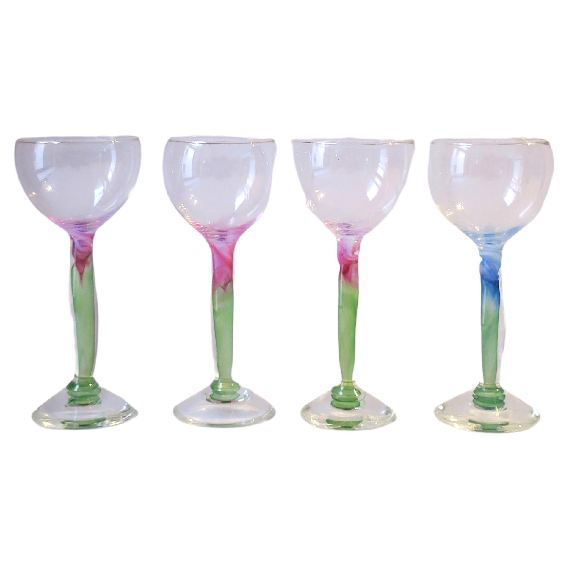 Wine or Cocktail Glasses Organic Design Signed, Set of 4 For Sale