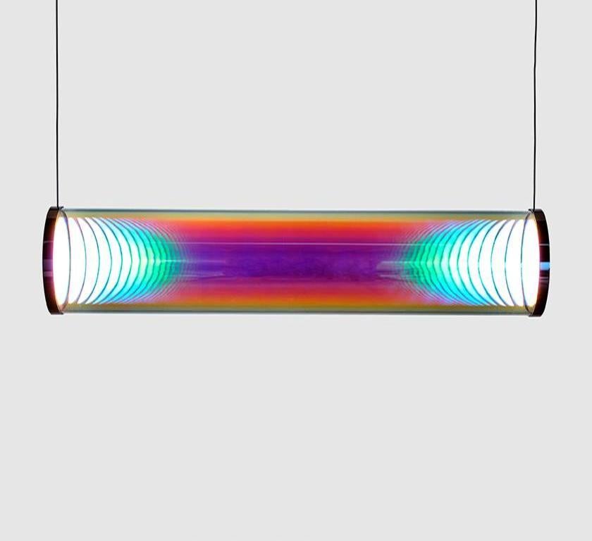 German Pink-Green Iris Tube by Sebastian Scherer For Sale