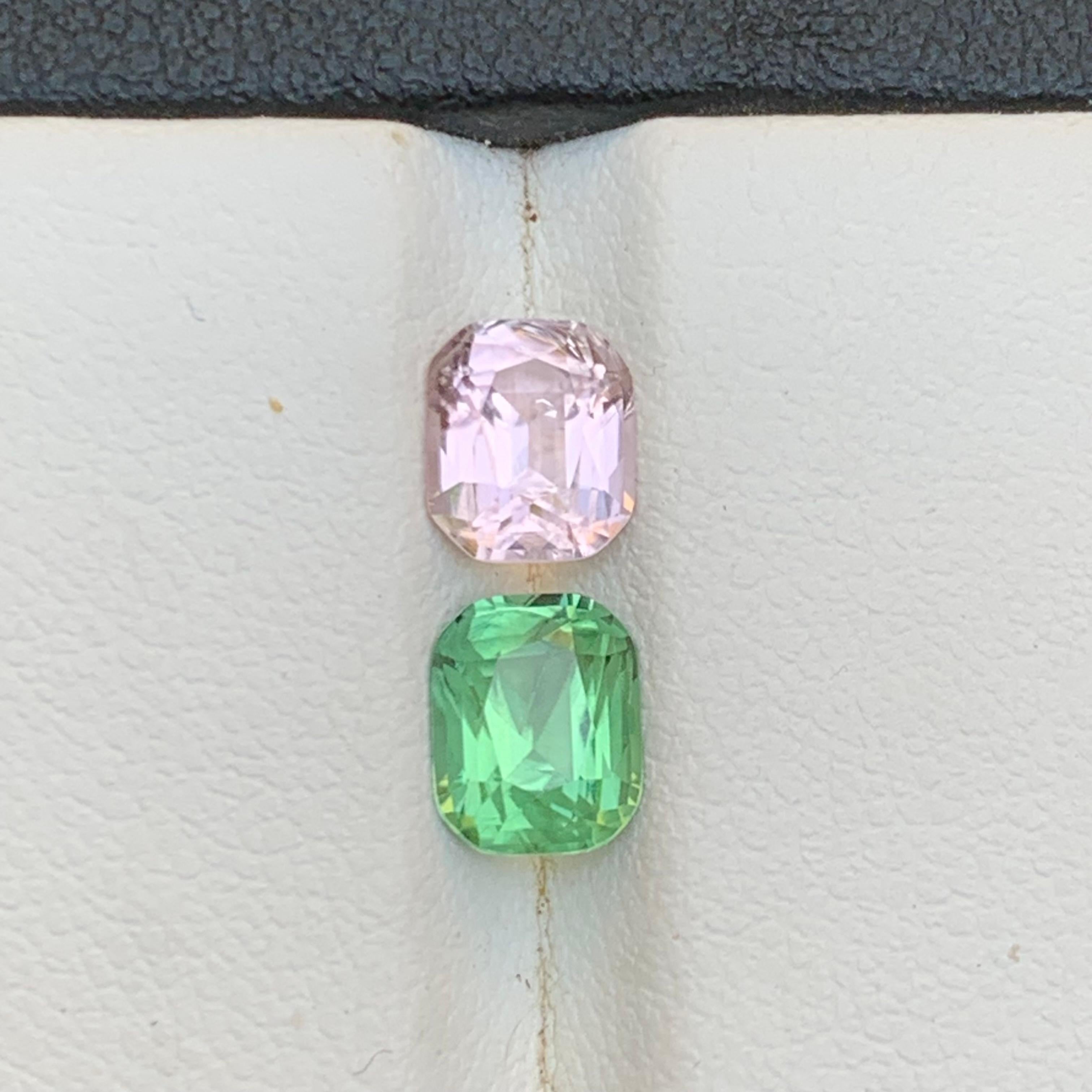Tormalina rosa e verde 2,62 carati gemme sciolte naturali taglio cuscino per gioielli in vendita 5