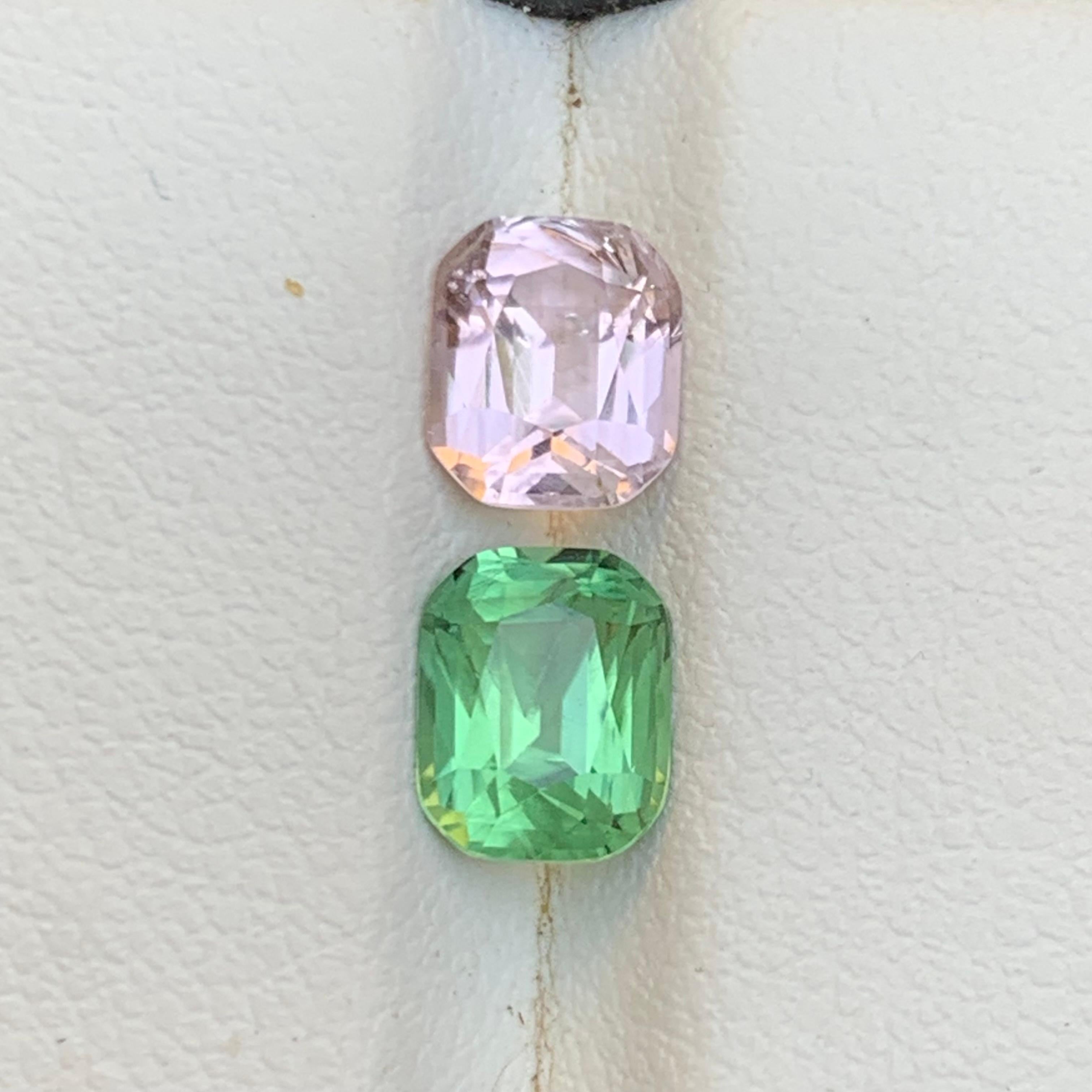 Contemporaneo Tormalina rosa e verde 2,62 carati gemme sciolte naturali taglio cuscino per gioielli in vendita