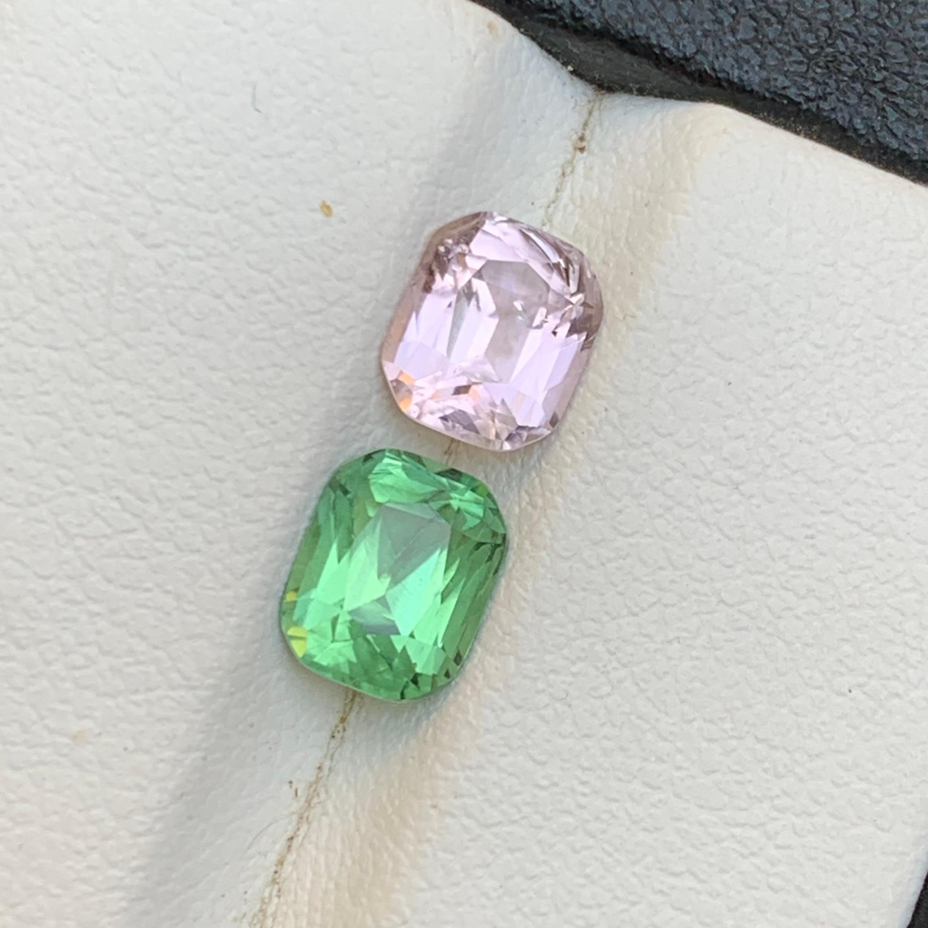Tormalina rosa e verde 2,62 carati gemme sciolte naturali taglio cuscino per gioielli In condizioni Nuovo in vendita a Peshawar, PK