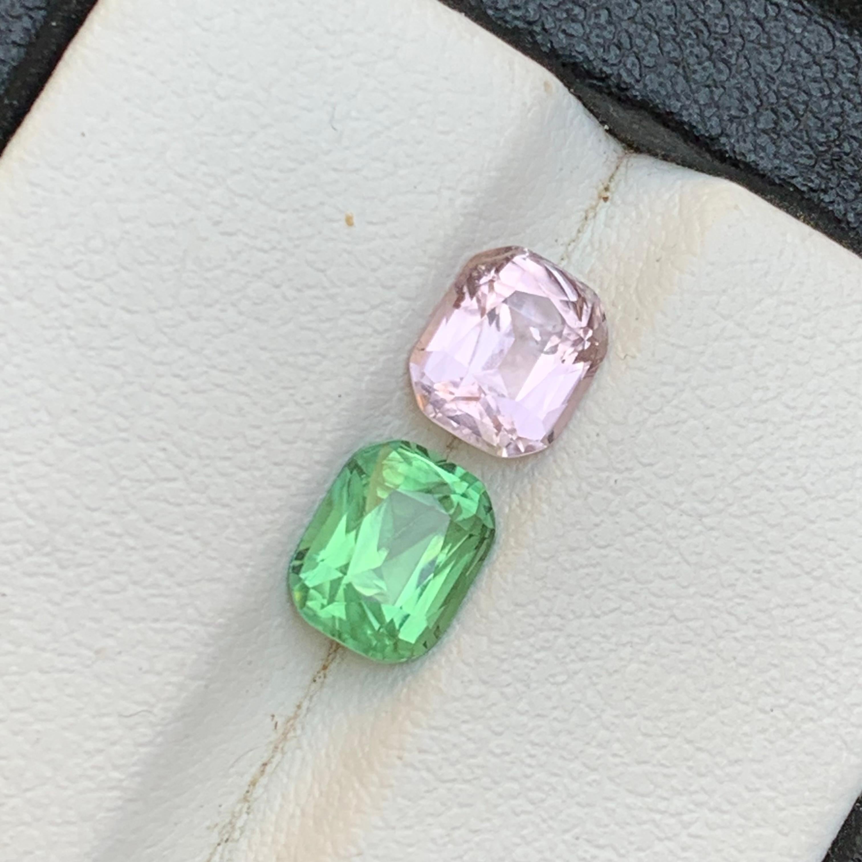 da uomo o donna Tormalina rosa e verde 2,62 carati gemme sciolte naturali taglio cuscino per gioielli in vendita
