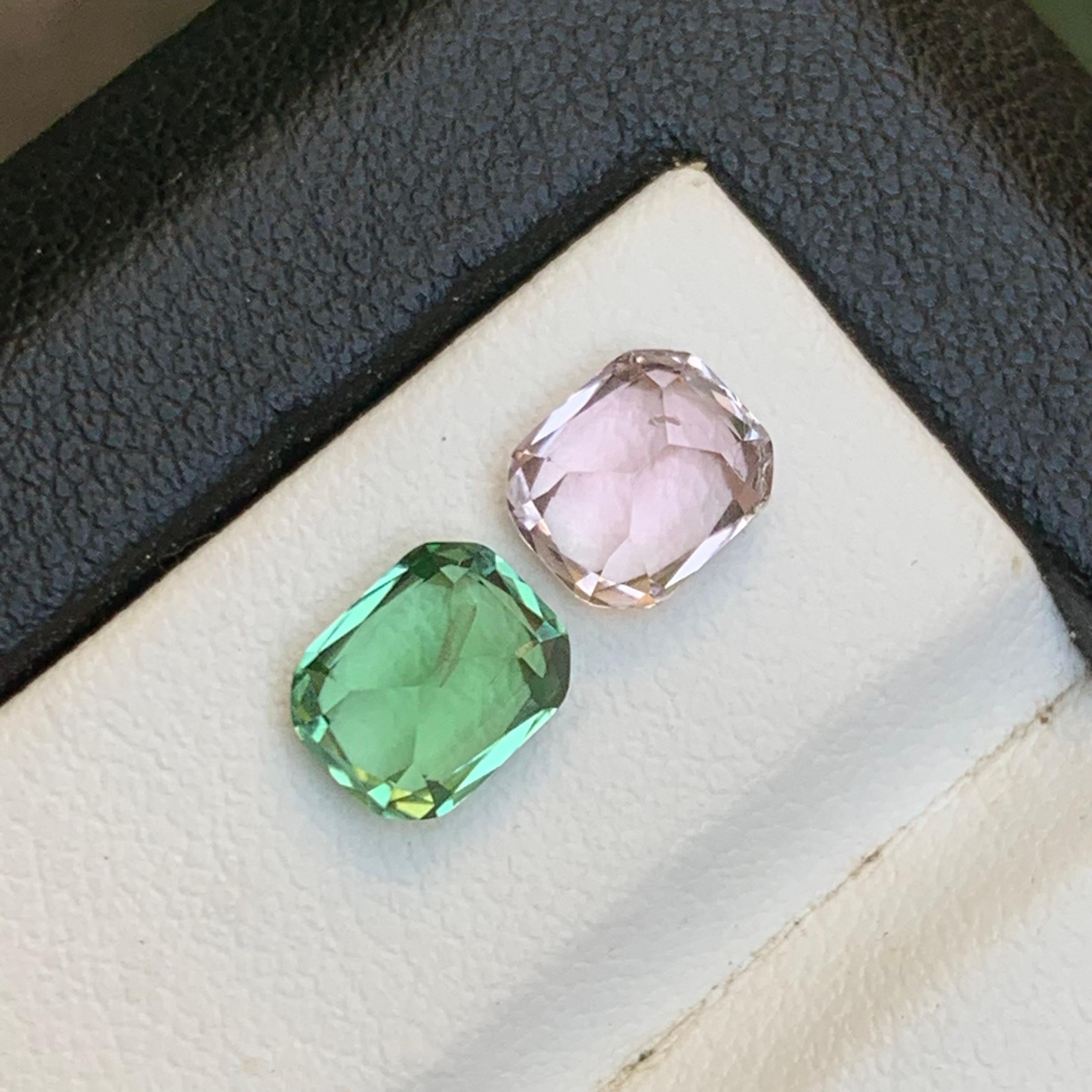 Tormalina rosa e verde 2,62 carati gemme sciolte naturali taglio cuscino per gioielli in vendita 1