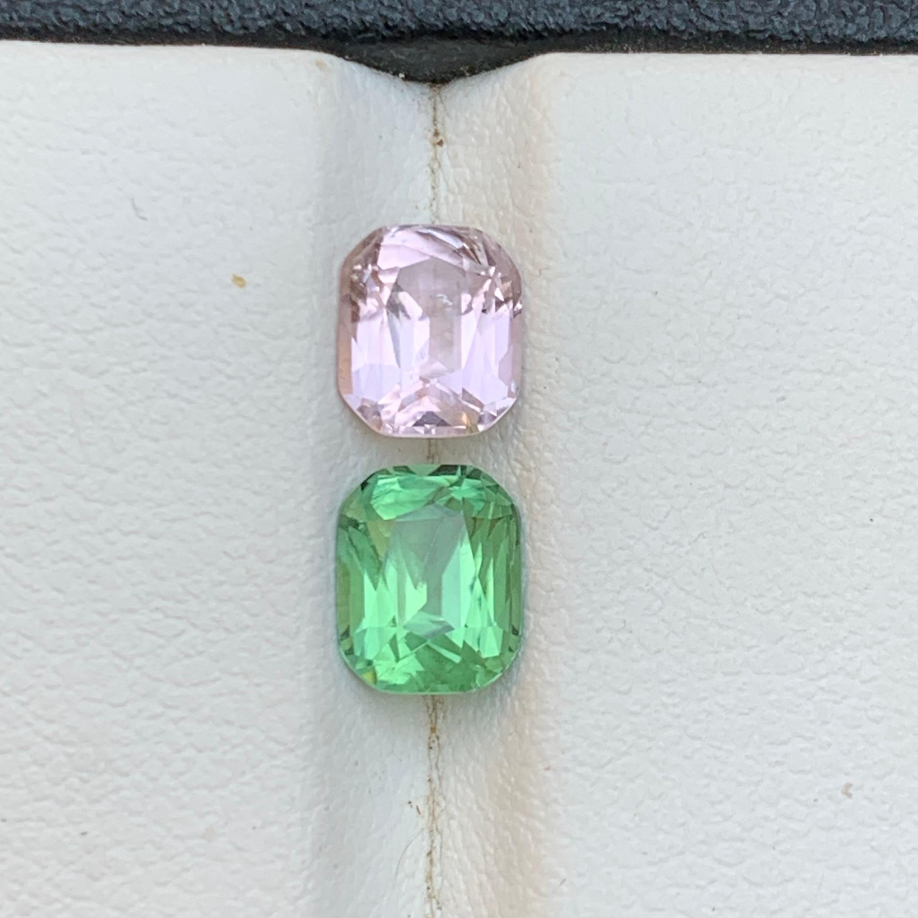 Tormalina rosa e verde 2,62 carati gemme sciolte naturali taglio cuscino per gioielli in vendita 2