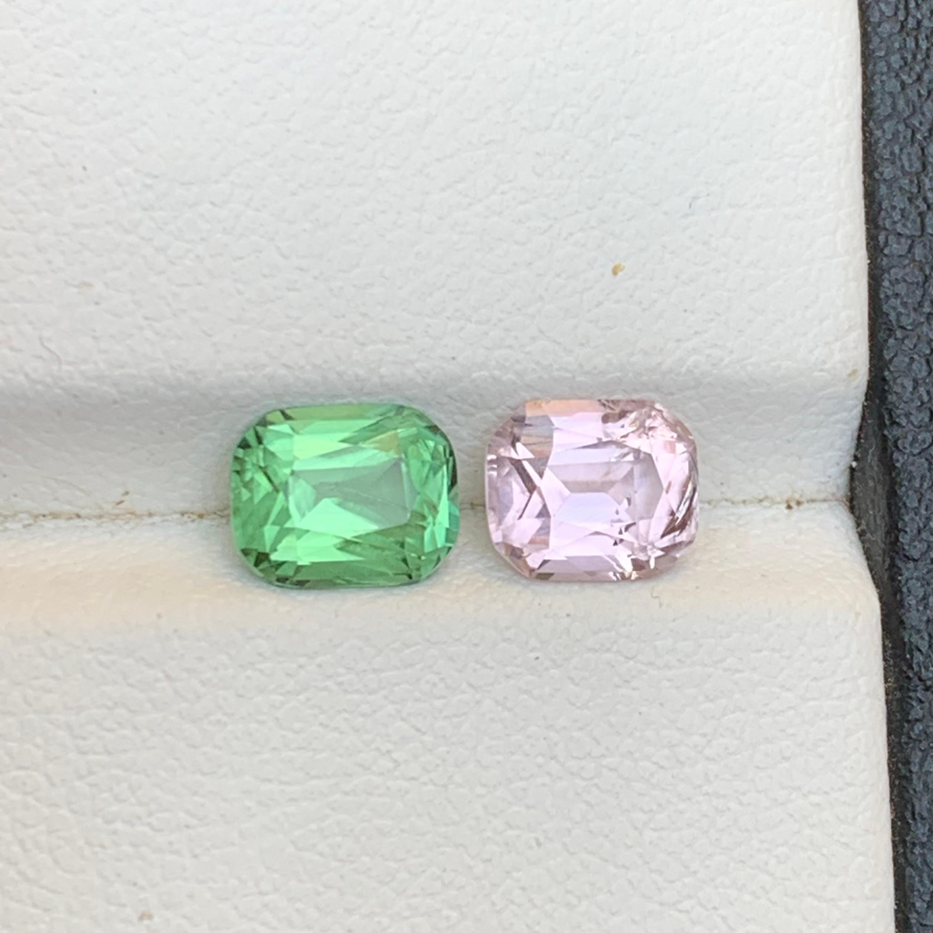 Tormalina rosa e verde 2,62 carati gemme sciolte naturali taglio cuscino per gioielli in vendita 3