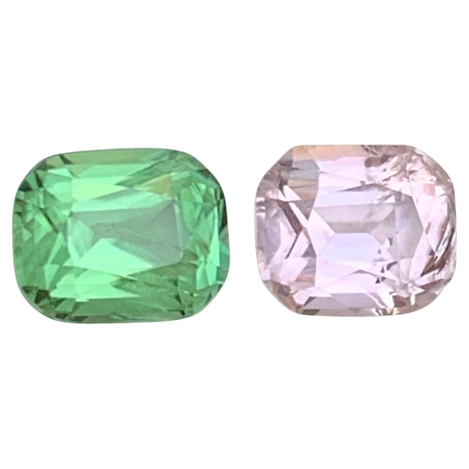 Tormalina rosa e verde 2,62 carati gemme sciolte naturali taglio cuscino per gioielli in vendita