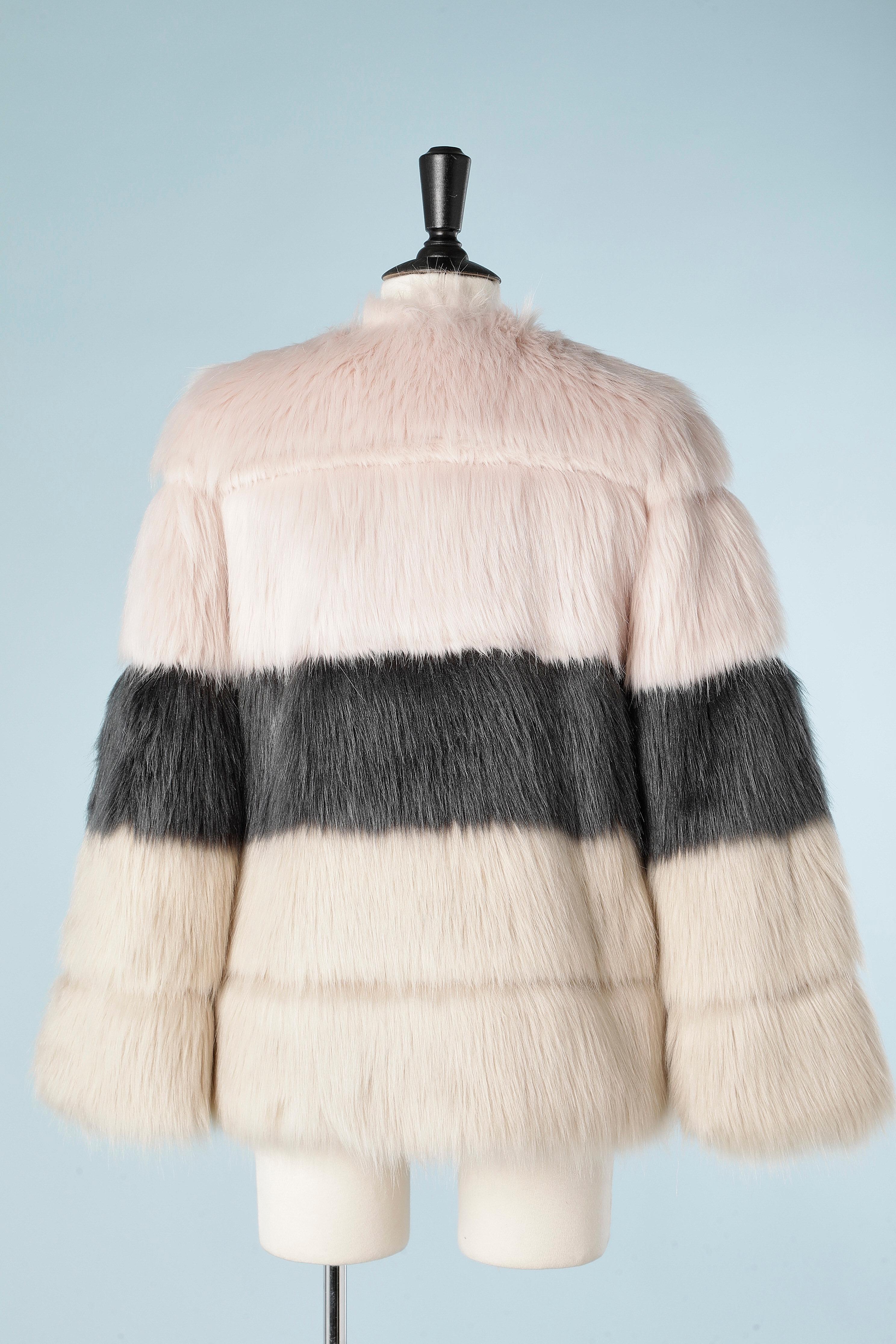 Rosa, grau und beige Kunstfelljacke SILVIAN HEACH Neu mit Etikett Damen im Angebot