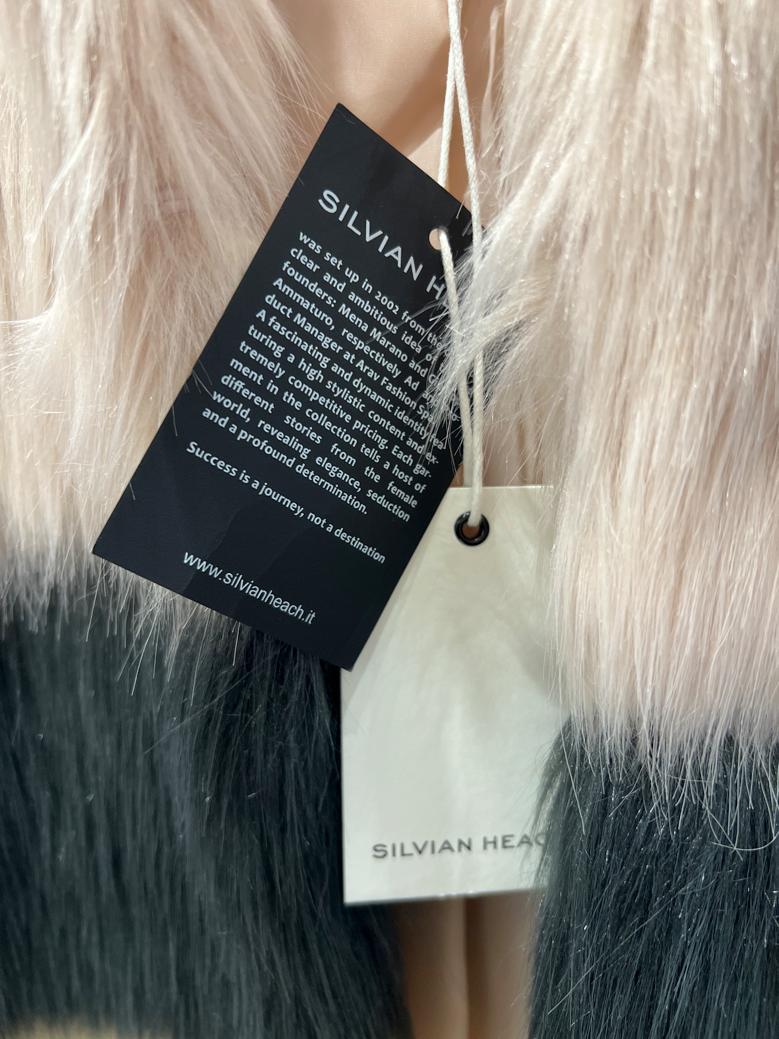 Rosa, grau und beige Kunstfelljacke SILVIAN HEACH Neu mit Etikett im Angebot 2