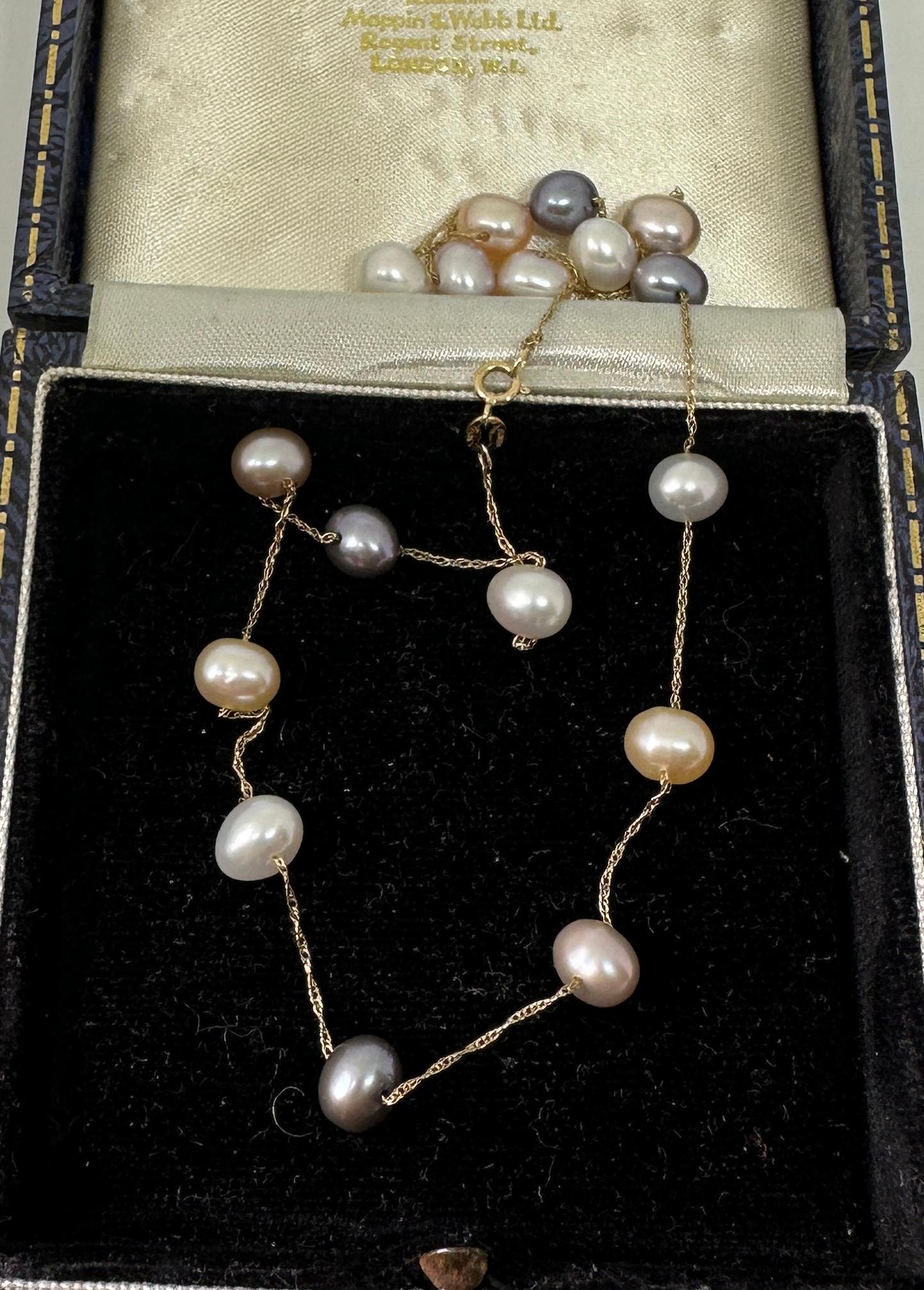 Rosa Grau und Weiß Multi Color Perlenkette 14 Karat Gold von Effy 16,5 Zoll im Zustand „Hervorragend“ im Angebot in New York, NY