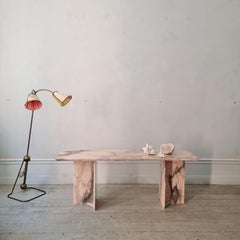 Pink/grey marble console / desk with raw edges, Italian 1990s