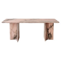 Pink/grey marble console / desk with raw edges, Italian 1990s