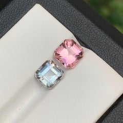 Pink & Grey Natural Tourmaline Ring Gemstones 3.70Ct Emerald & Asscher Cut-Jewel