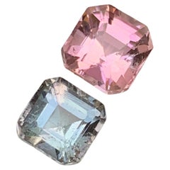 Pink & Grey Natural Tourmaline Ring Gemstones 3.70Ct Emerald & Asscher Cut-Jewel