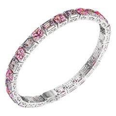 Pink & Grey Spinels Bracelet, 18k White Gold Pink & Grey Spinels Bracelet