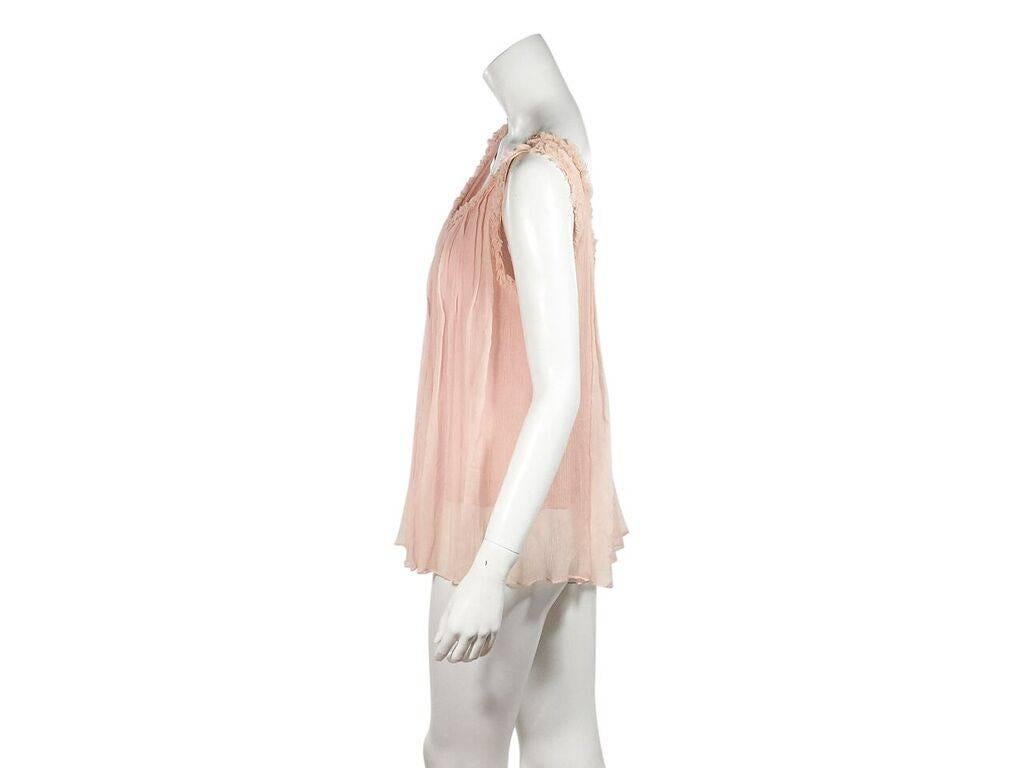 Product details:  Pink pleated silk tank top by Gucci.  Double scoopneck.  Sleeveless.  Pullover style.  Label size IT 44.  38