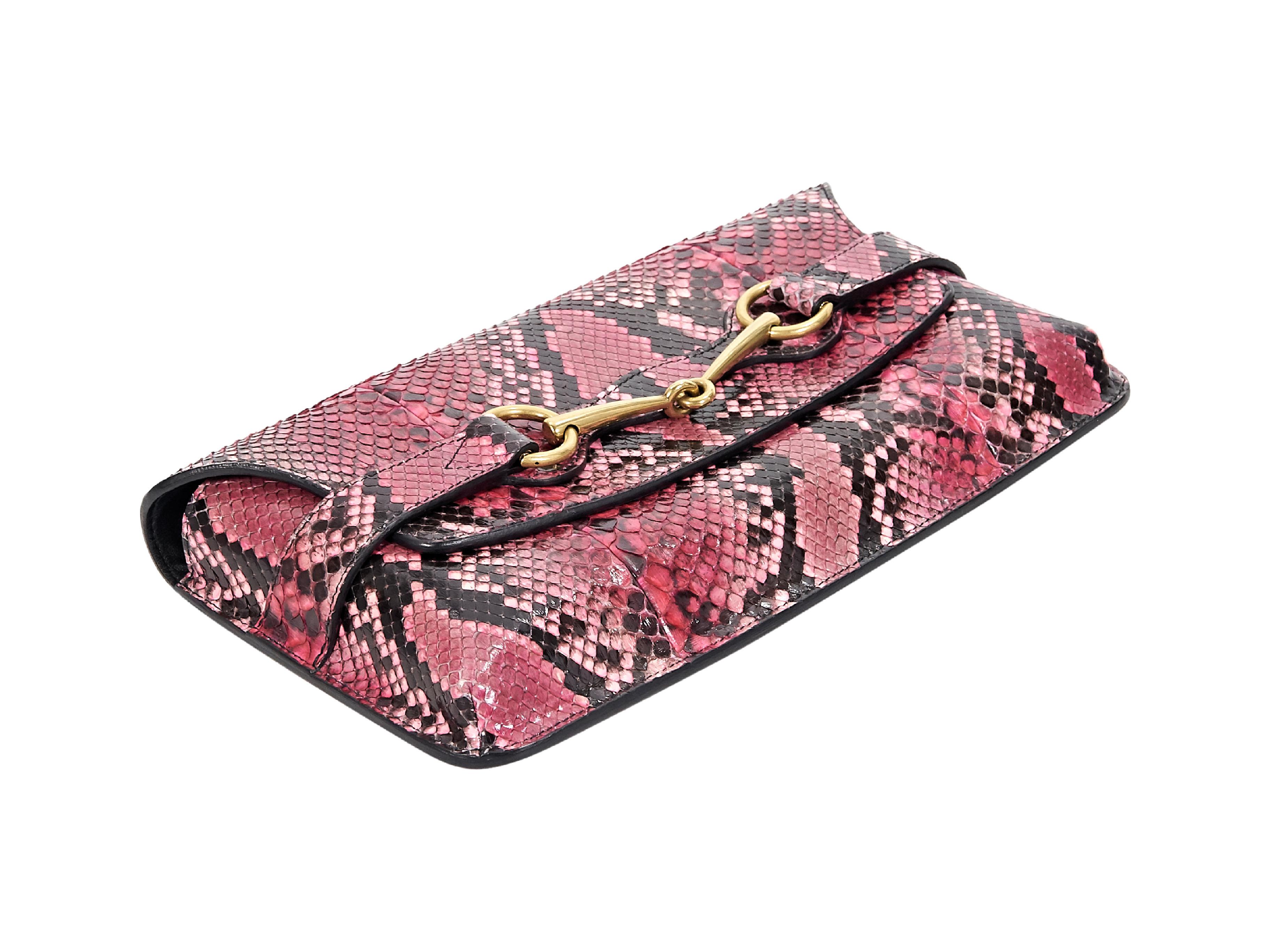 Pink Gucci Python Horsebit Clutch In Good Condition In New York, NY