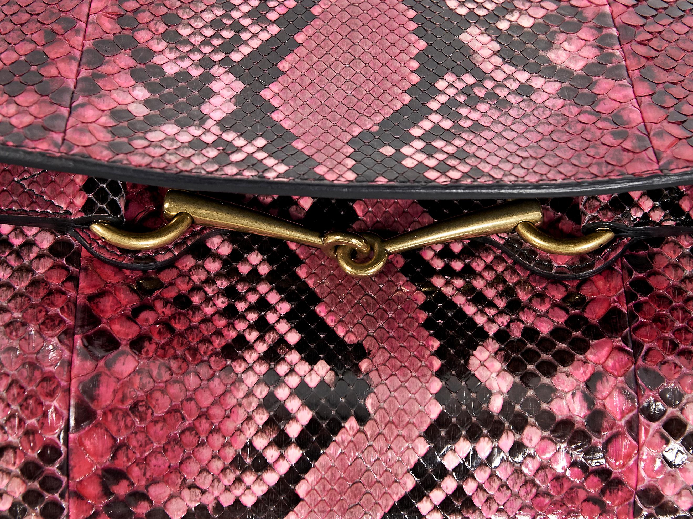 Pink Gucci Python Horsebit Clutch 1