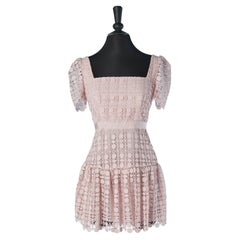 Pink guipure cocktail dress SELF-PORTRAIT New