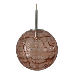 Pink Hand-blown Glass Pendant Lamp by Doria Leuchten, 1960s Germany