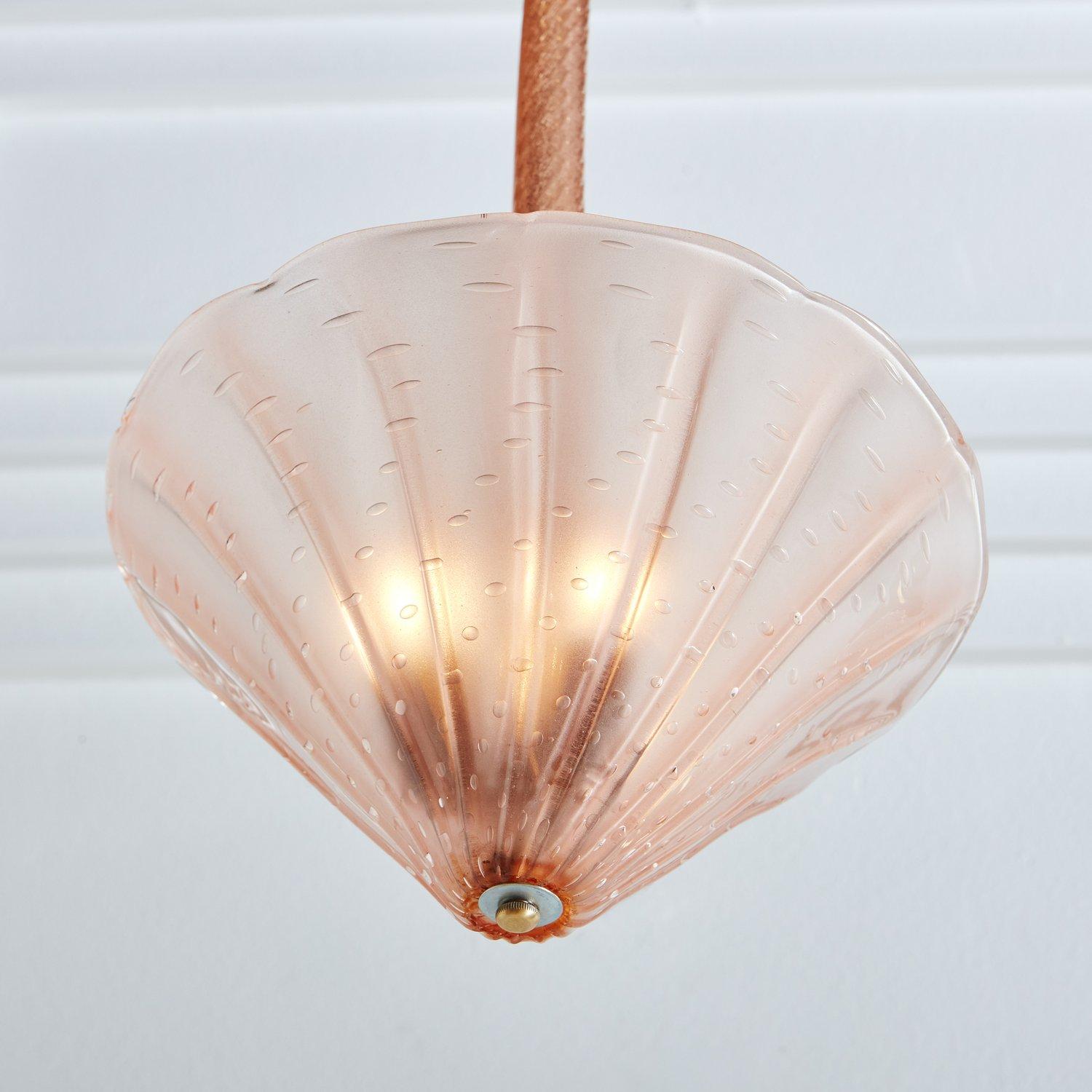 Mid-Century Modern Pink Hand Blown Murano Glass Pendant Light, Italy 1970s