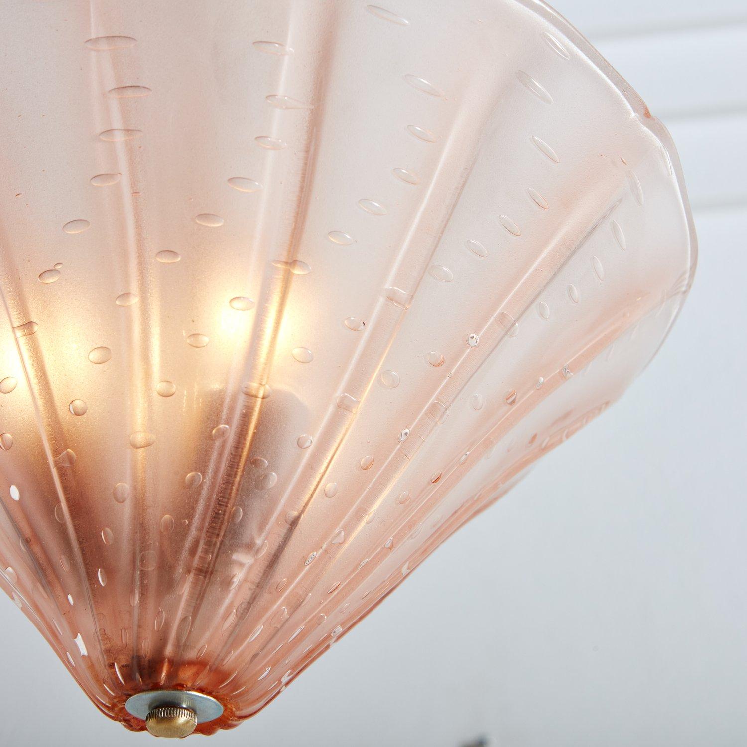 Pink Hand Blown Murano Glass Pendant Light, Italy 1970s In Good Condition In Chicago, IL