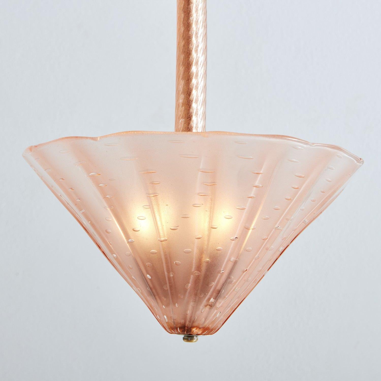 Pink Hand Blown Murano Glass Pendant Light, Italy 1970s 2