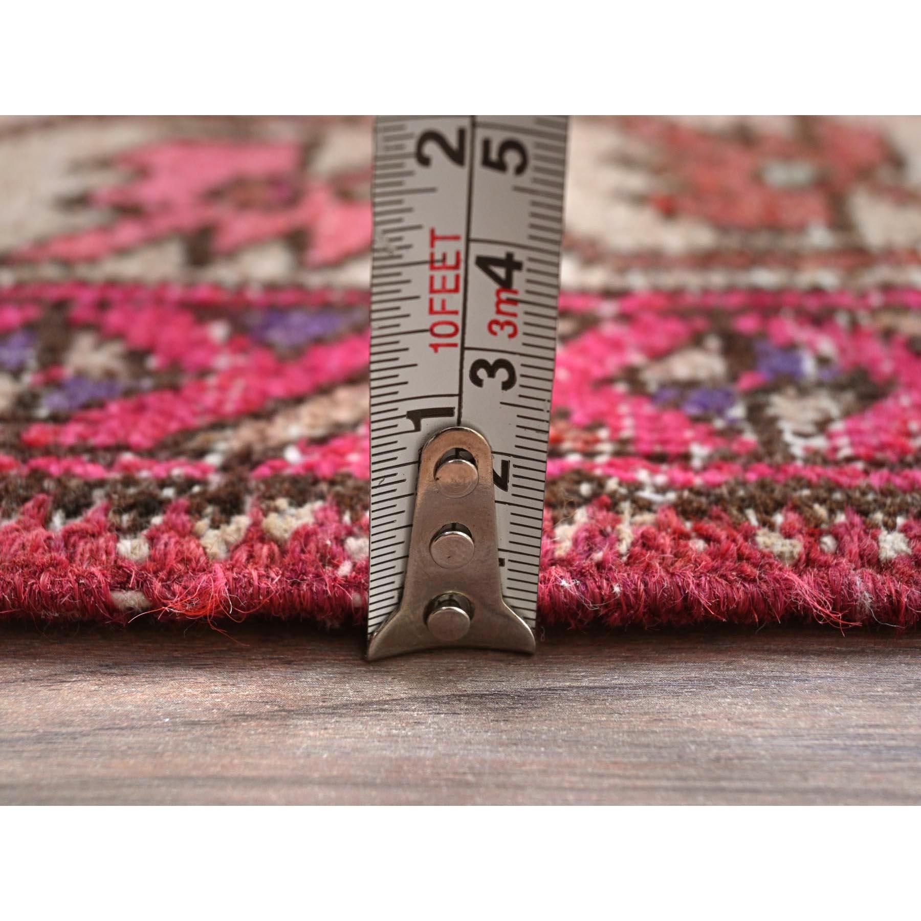 Mid-20th Century Pink, Hand Knotted Vintage Northwest Persian, Worn Wool Wide Runner Rug For Sale