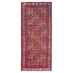 Pink, Hand Knotted Vintage Northwest Persian, Worn Wool Wide Runner Rug