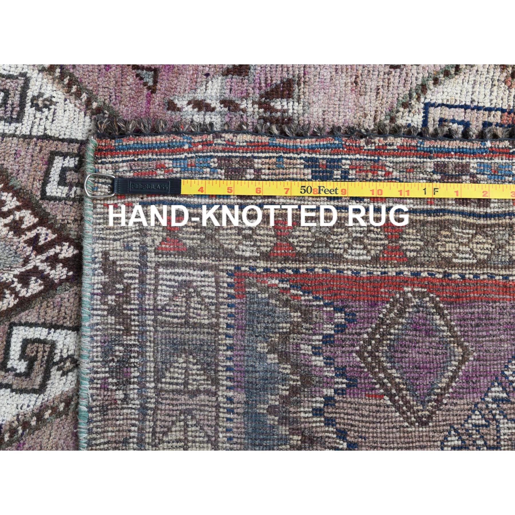 Pink Handmade Persian Shiraz Bohemian Cropped Thin Vintage Wool Rug For Sale 1