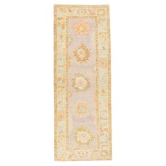 Tapis de couloir turc Oushak tissé à la main rose 2'11" x 7'11"