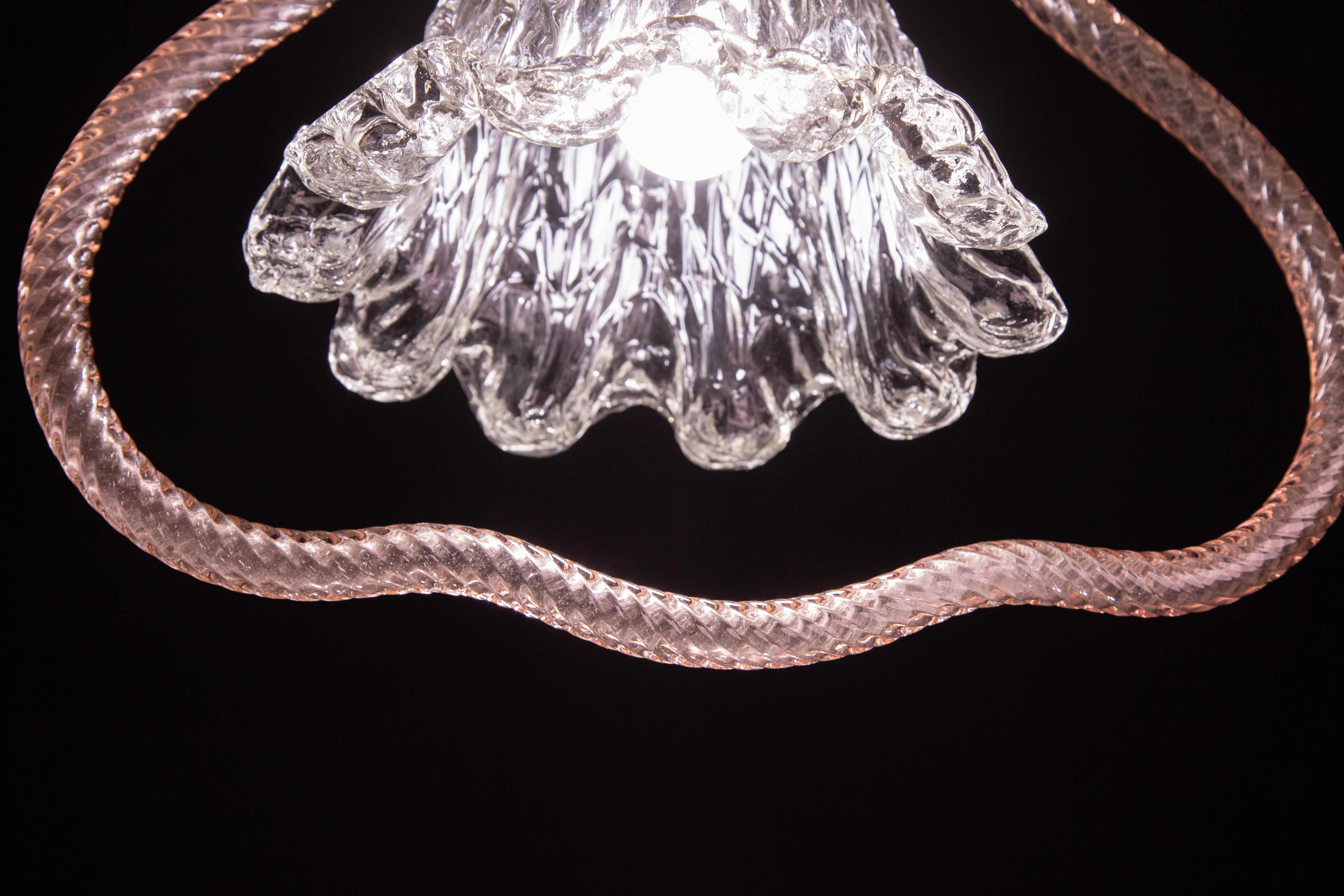 Pink Heart, Barovier e Toso Chandelier, 1950 In Good Condition For Sale In Roma, IT