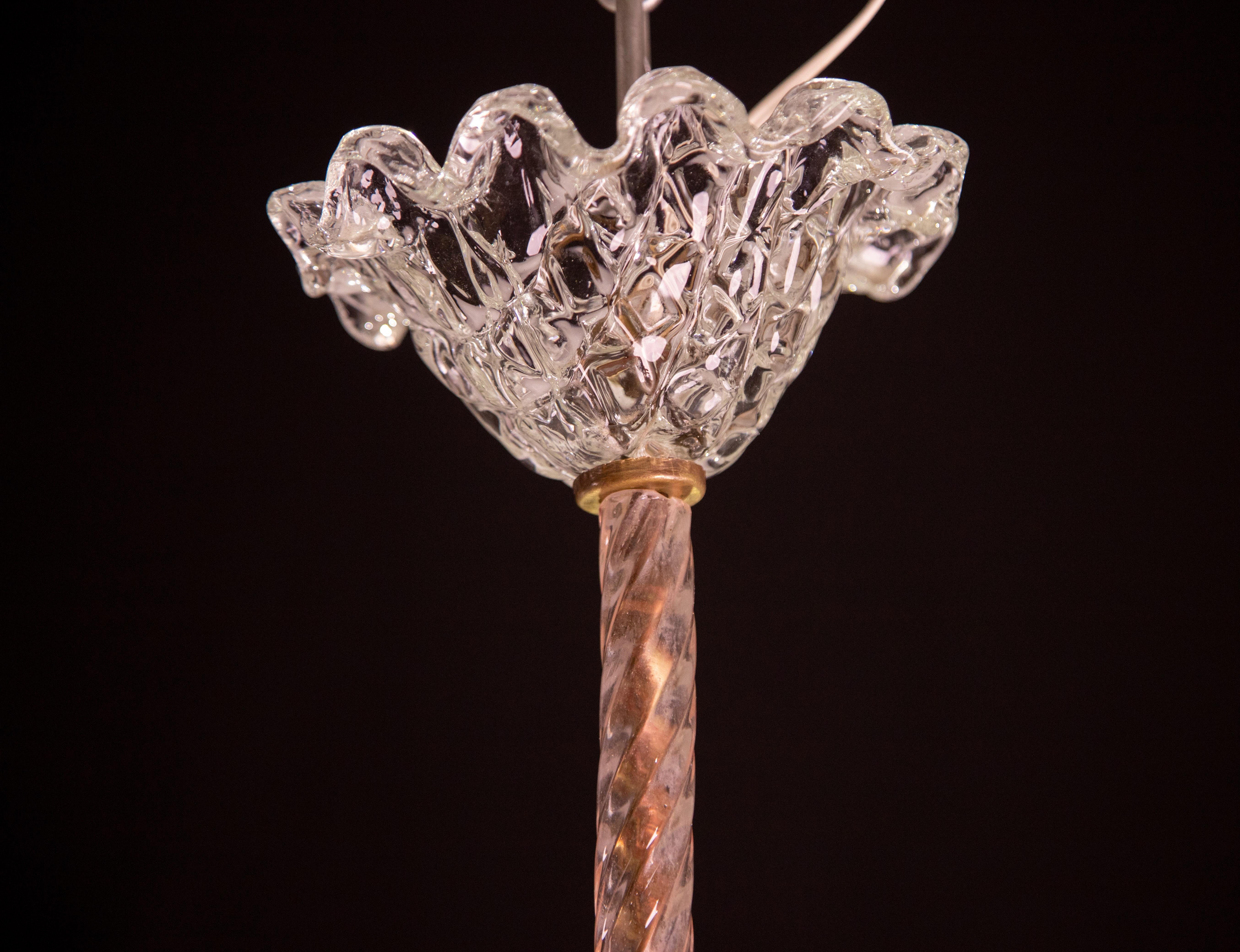 Pink Heart, Barovier e Toso Chandelier, 1950 For Sale 3