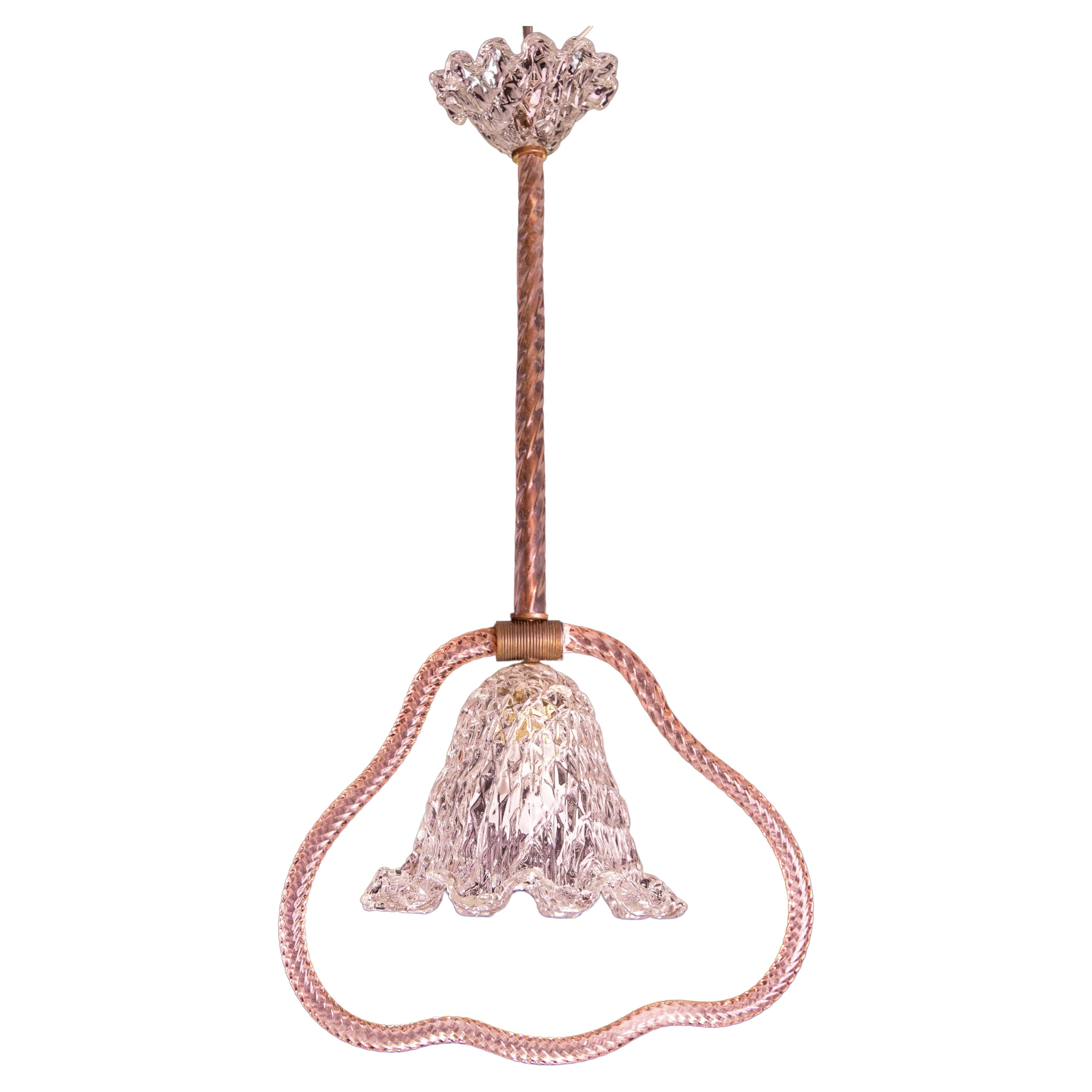 Lustre en forme de cœur rose, Barovier e Toso, 1950 en vente