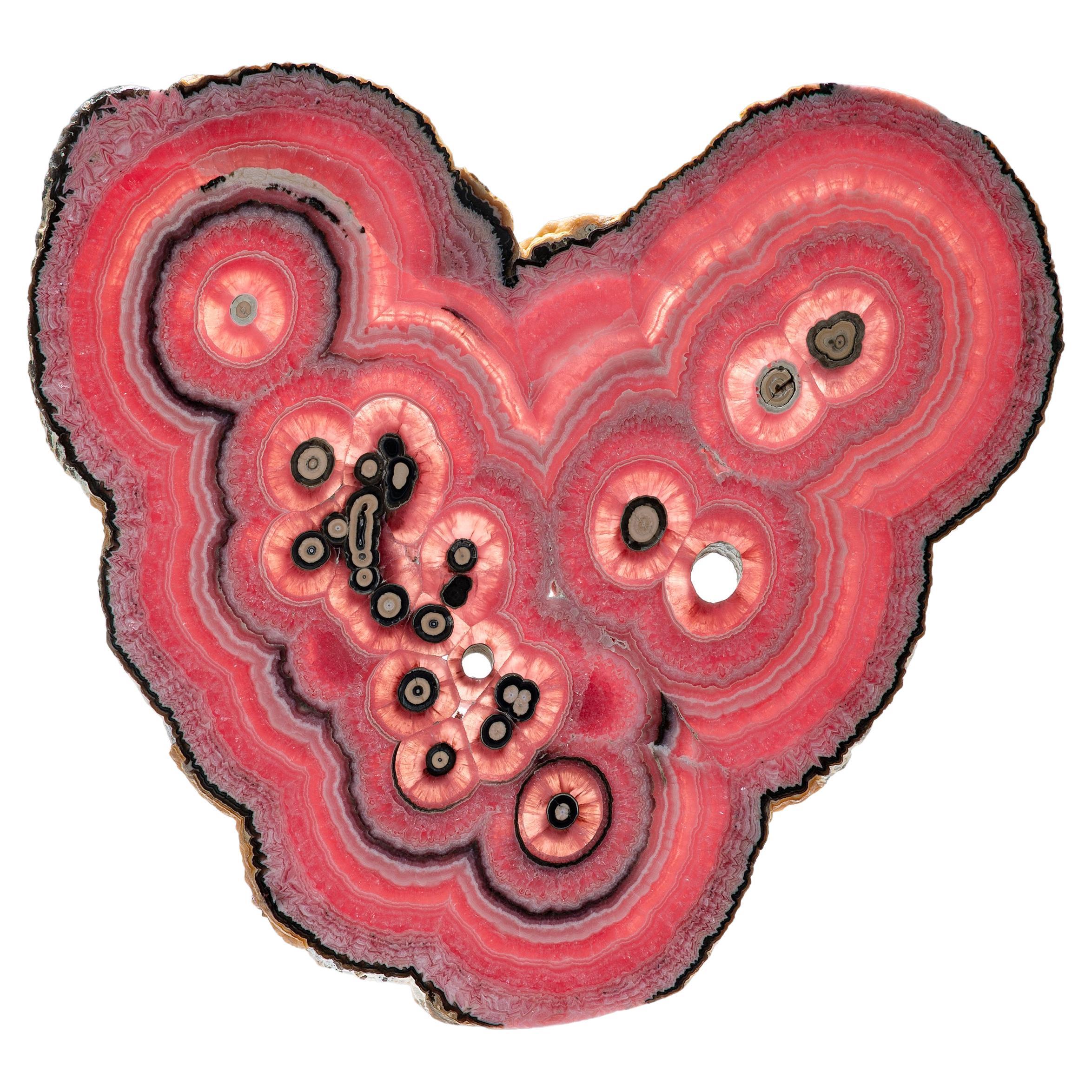 Pink Heart Rhodochrosite Slice Mineral Specimen, Capillitas Mine, Argentina For Sale
