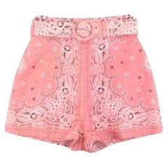 Pink Heathers Paisley Linen Shorts