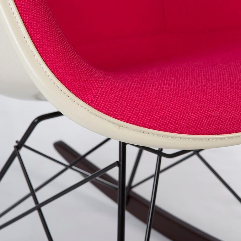Pink Herman Miller Original Eames Upholstered RAR Rocking Arm Shell
