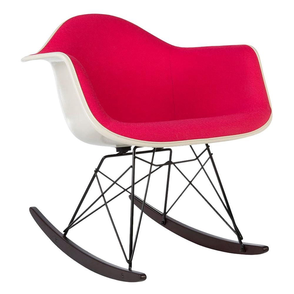 Pink Herman Miller Original Eames Upholstered RAR Rocking Arm Shell Chair For Sale