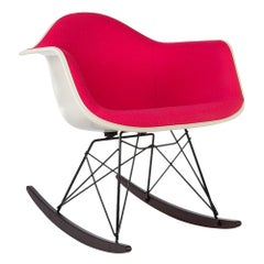 Pink Herman Miller Original Eames Upholstered RAR Rocking Arm Shell Chair