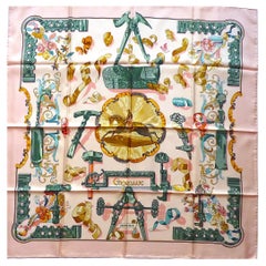 Vintage Pink HERMES Scarf Copeaux by Caty Latham, Issued in 1998