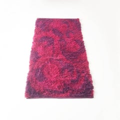Pink High Pile Pop Art Danish Rya Shag Rug by Lyng Taepper, 1970s