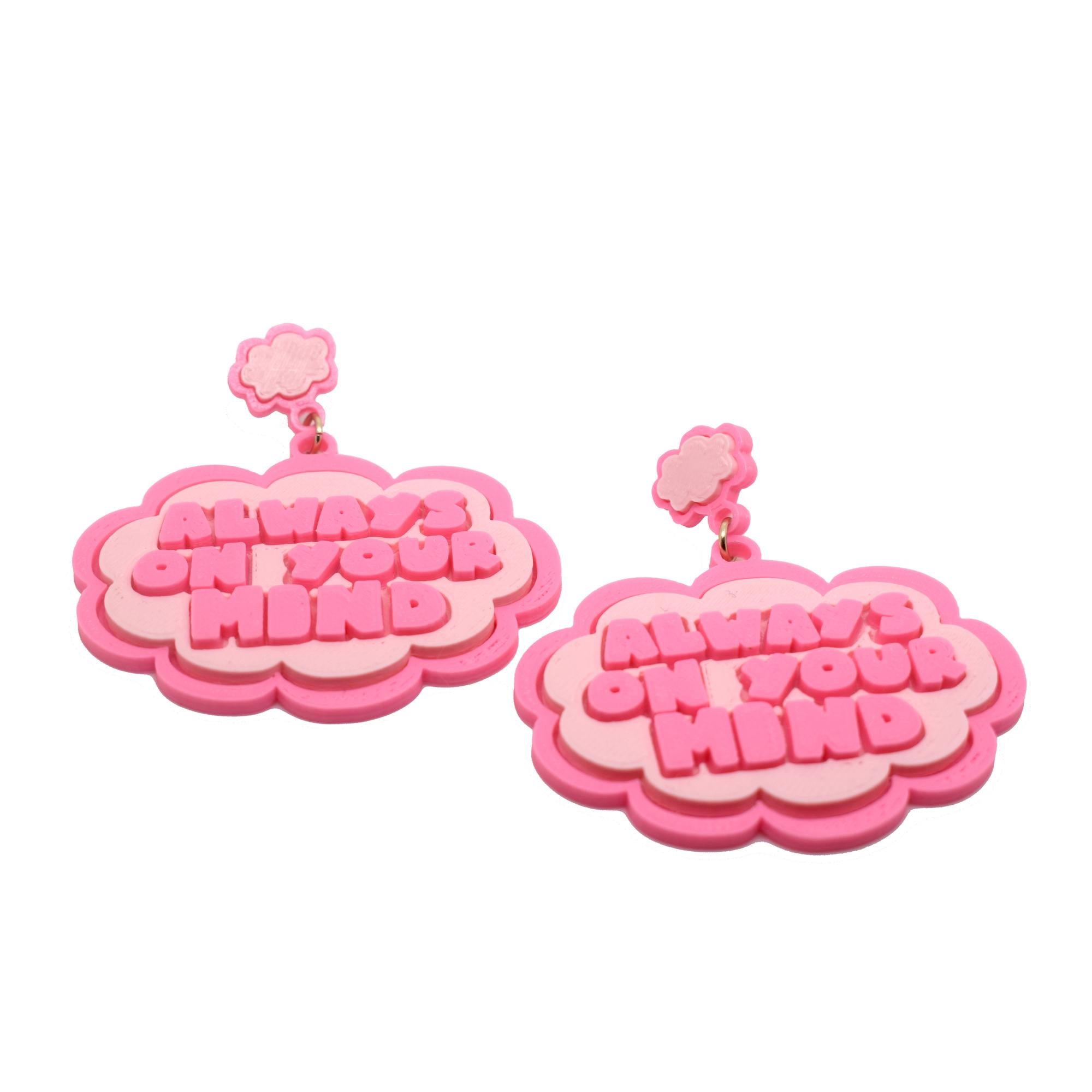 Contemporary Pink I KNOW Hand-made Earrings by Dominque Renée For Sale