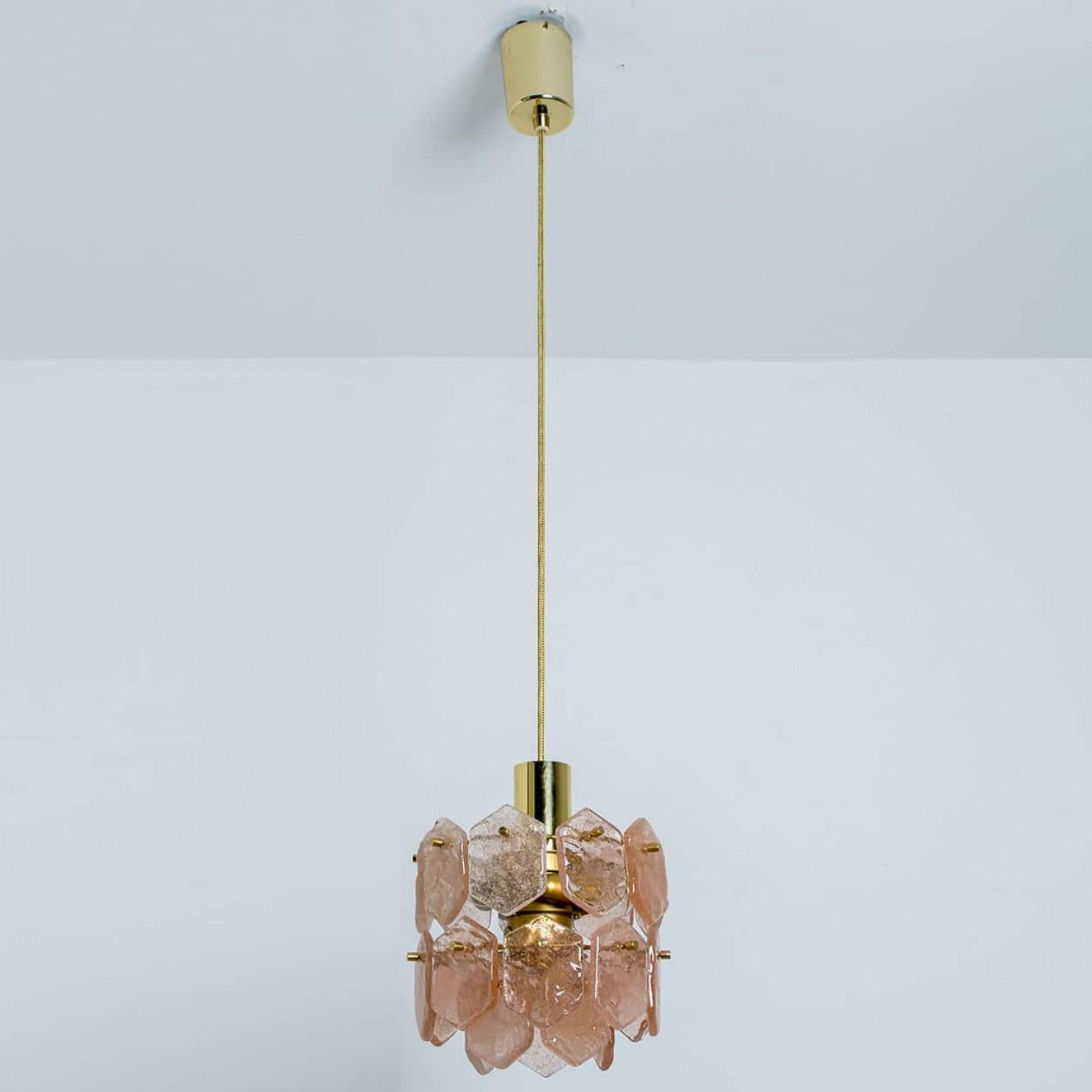 Pink Ice Glass Chandelier by Kalmar Franken, 1960 For Sale 8