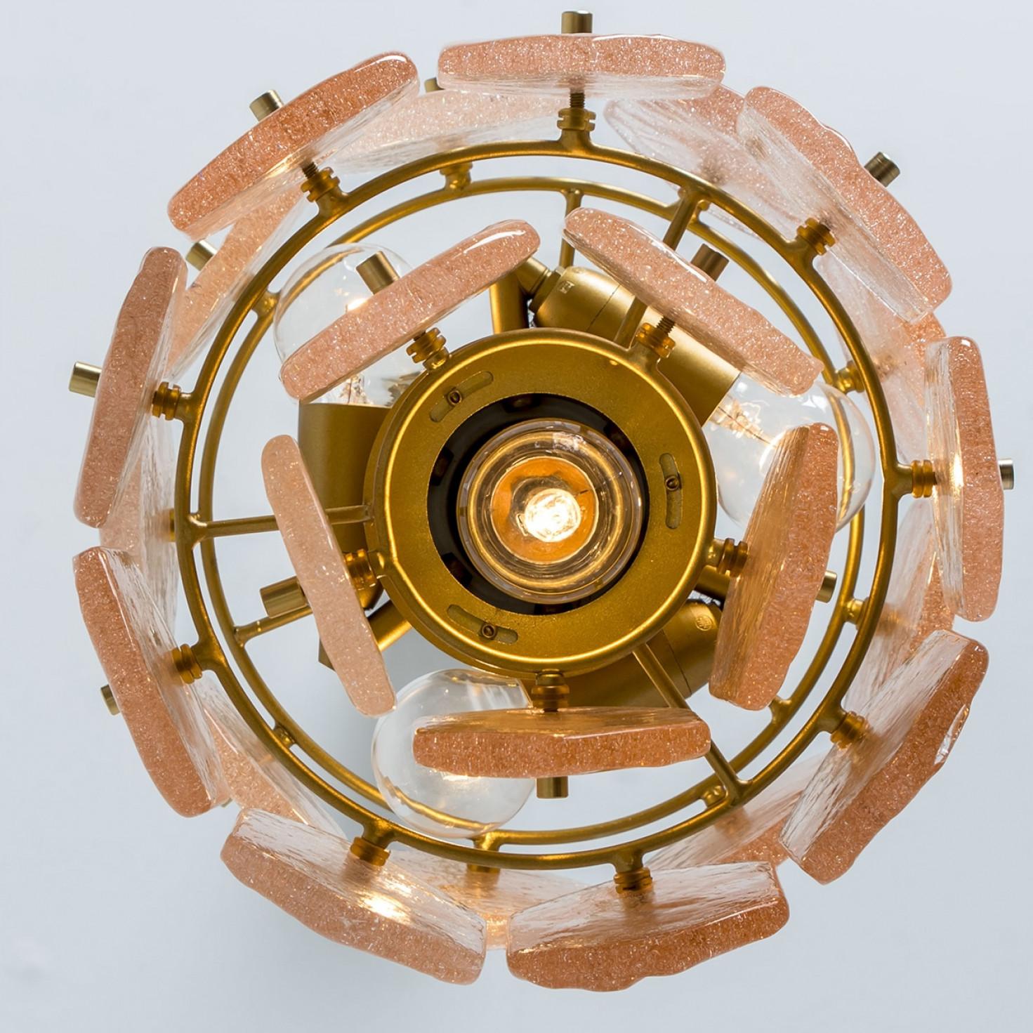 Other Pink Ice Glass Chandelier by Kalmar Franken, 1960 For Sale