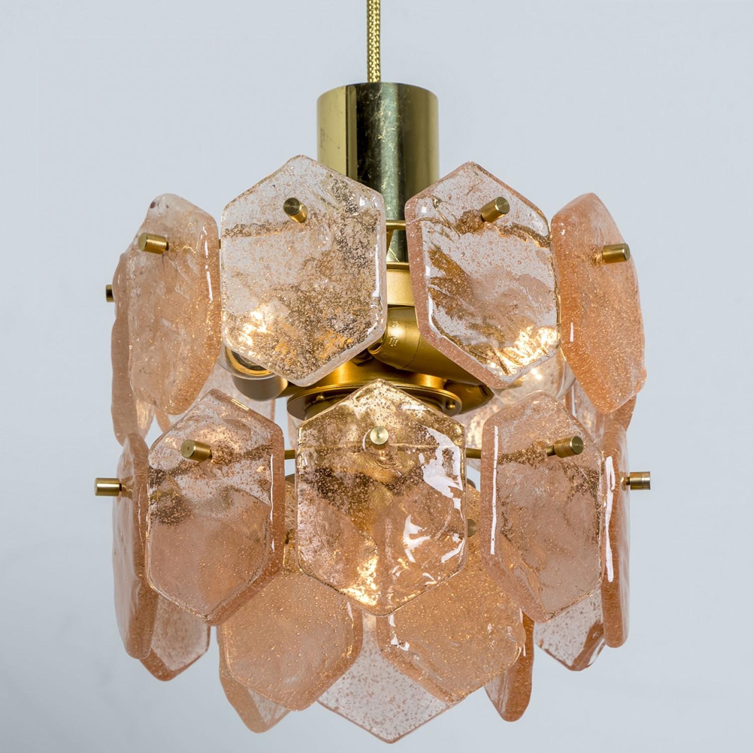 Mid-20th Century Pink Ice Glass Chandelier by Kalmar Franken, 1960 For Sale