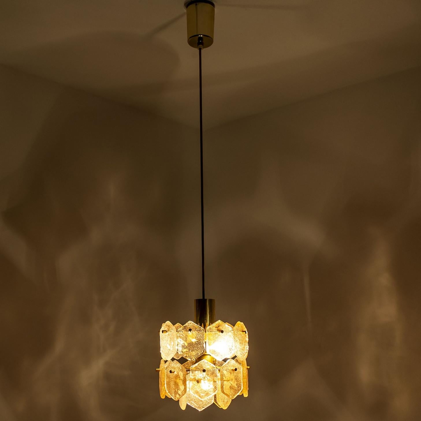 Pink Ice Glass Chandelier by Kalmar Franken, 1960 For Sale 1