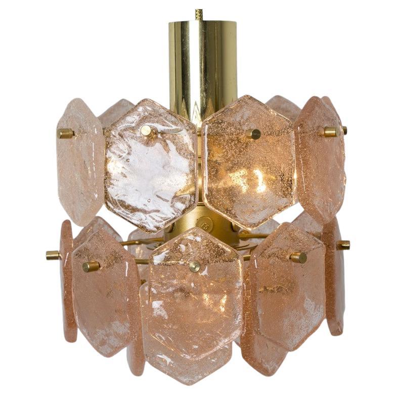 Pink Ice Glass Chandelier by Kalmar Franken, 1960