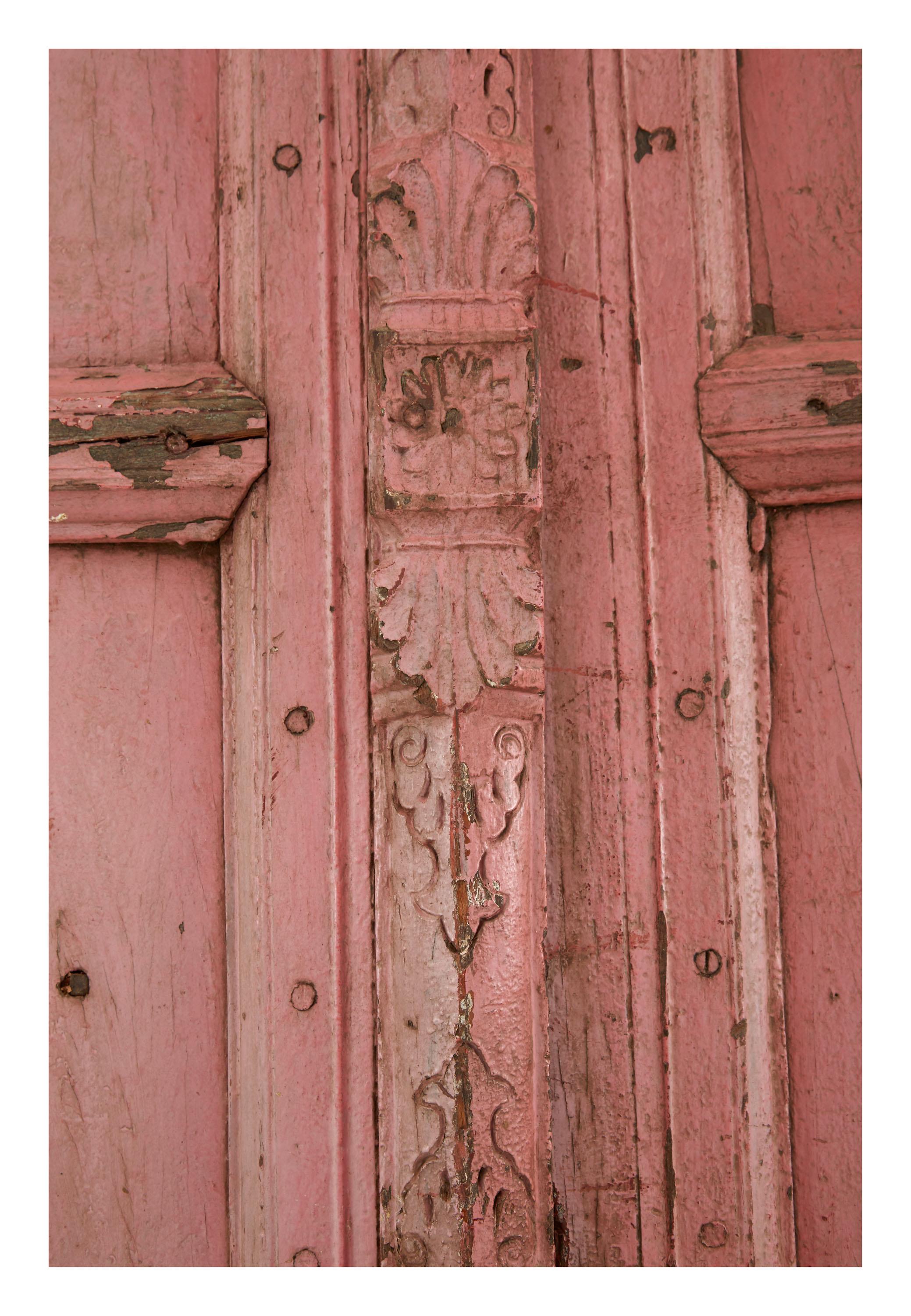 • Hand-carved
• Patinaed pink painted finish as found
• 19th century
• India

Dimensions
• 59